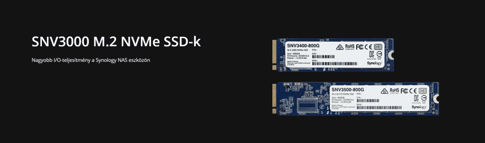 A Synology® bemutatja a nagyobb kapacitású M.2 NVMe SSD-it és a 10/25 GbE hálózati kártyáit