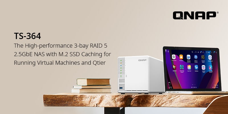 QNAP bemutatta a nagy teljesítményű, 3-lemezes RAID 5 kompatibilis, 2,5 GbE sebességű TS-364 NAS rendszert