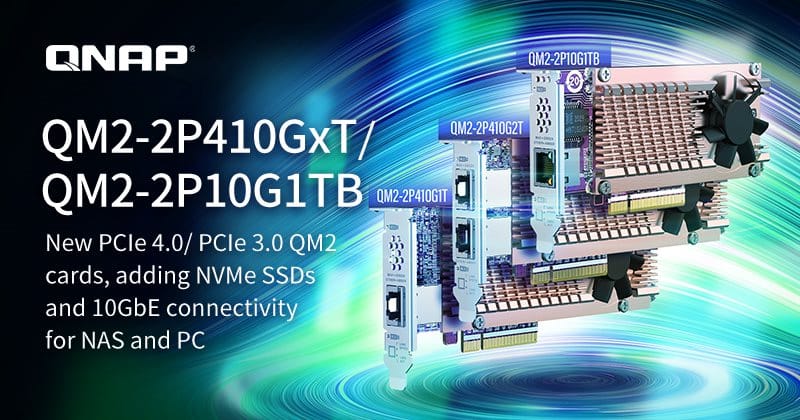 A QNAP bemutatta a PC-hez és NAS-hoz tervezett QM2 PCIe bővítőkártyáit